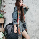 Women hooded denim jacket